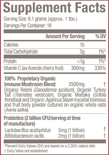 Immune+ Superberry Mushroom Superfood Drink Mix (Om Mushrooms) supplement facts