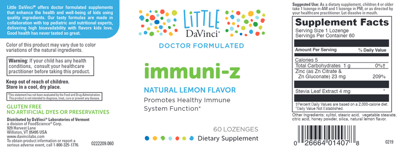 Immuni-Z (Little Davinci) Label