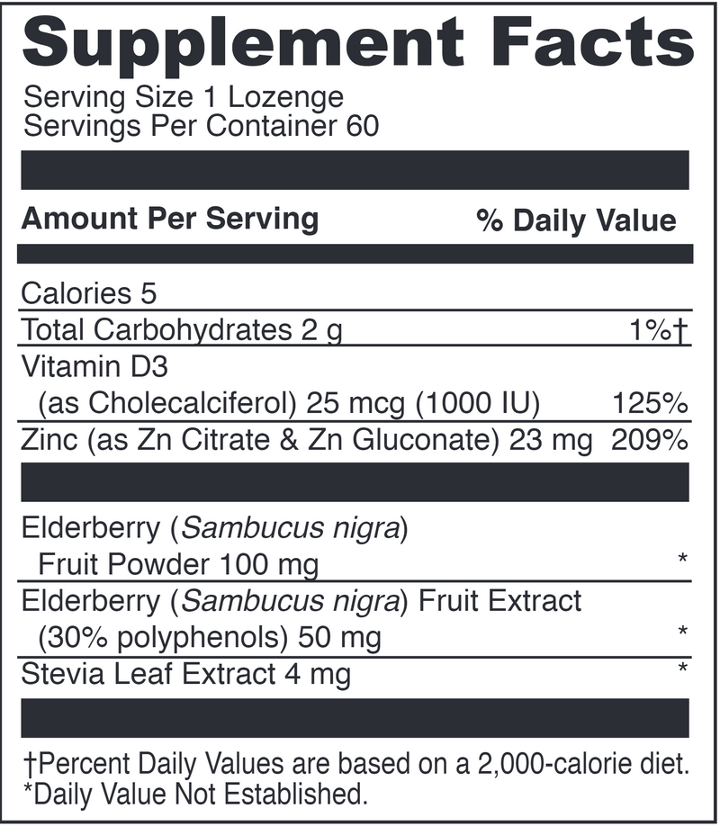 Immuni-z + Elderberry (Little Davinci) Supplement Facts