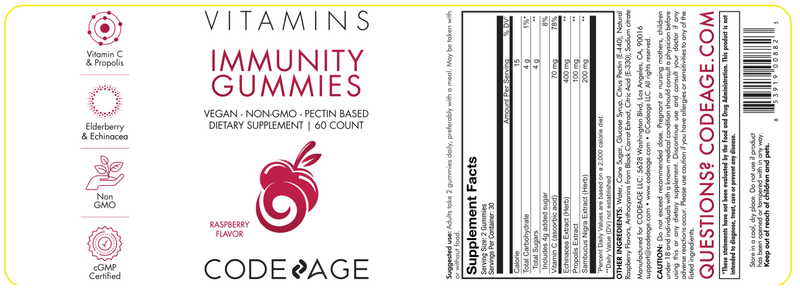 Immunity Gummies Codeage Label
