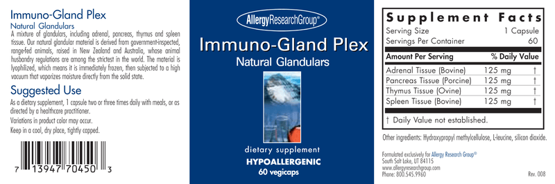 Immuno-Gland Plex (Allergy Research Group) label