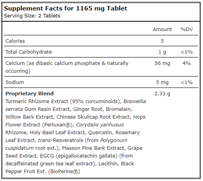 inflama-care (planetary herbals) supplement facts