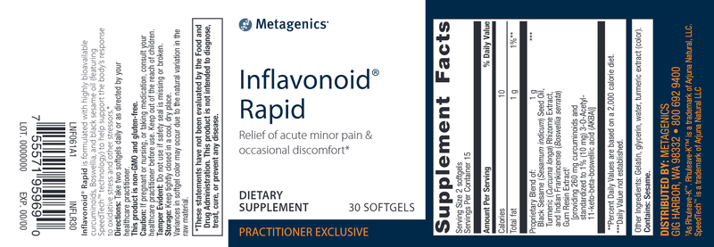 Inflavonoid Rapid (Metagenics) Label