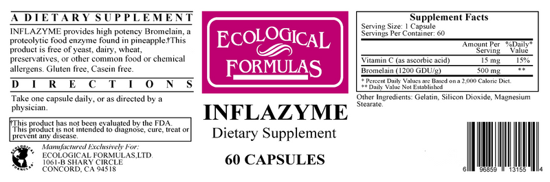 Inflazyme (Ecological Formulas) Label