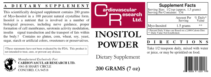 Inositol Powder (Ecological Formulas) Label