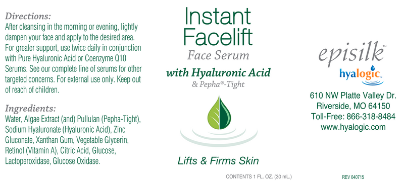 instant facelift serum (hyalogic) label