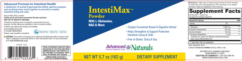 IntestiMAX Powder (Advanced Naturals) Label