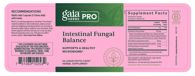 Intestinal Fungal Balance (Gaia Herbs Professional Solutions) Label