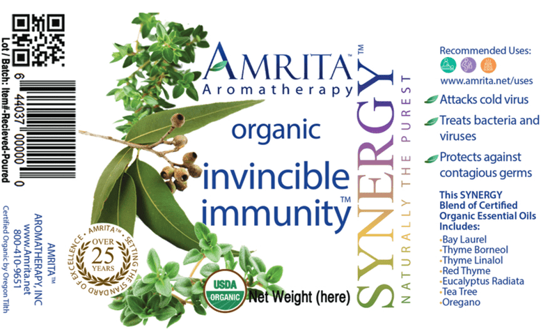 Invincible Immunity Organic (Amrita Aromatherapy) Label