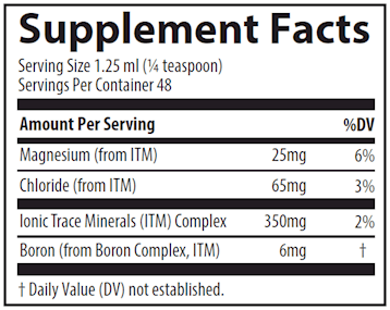Ionic Boron Trace Minerals Research supplement facts