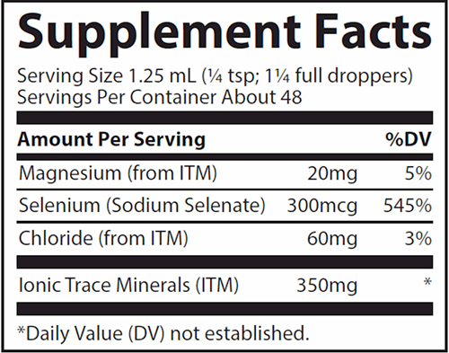 Ionic Selenium Trace Minerals Research supplement facts