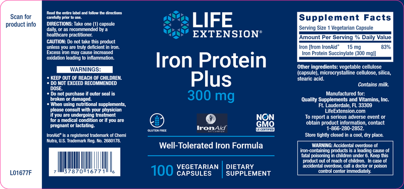 Iron Protein Plus (Life Extension) Label