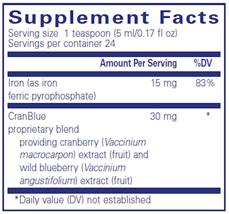Iron Liquid 120 ml (Pure Encapsulations) supplement facts