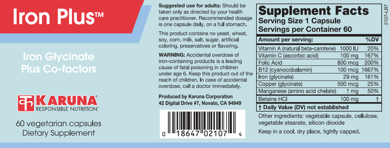 IronPlus (Karuna Responsible Nutrition) Label