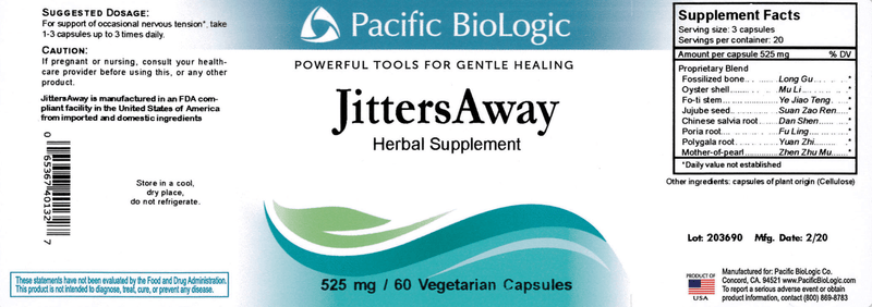JittersAway (Pacific BioLogic) Label