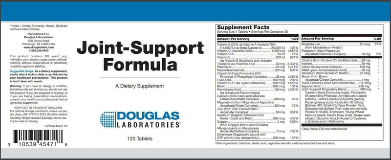Joint-Support (Douglas Labs) Label