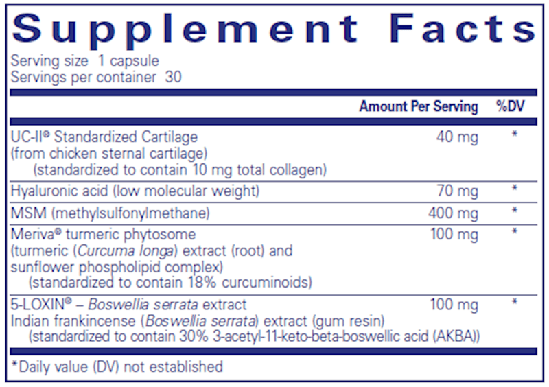 Joint Complex (single dose) (Pure Encapsulations) 30ct supplement facts