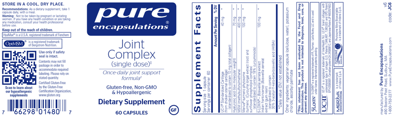 Joint Complex (single dose) (Pure Encapsulations) 60ct label