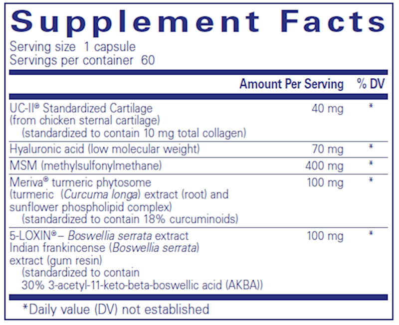 Joint Complex (single dose) (Pure Encapsulations) 60ct supplement facts