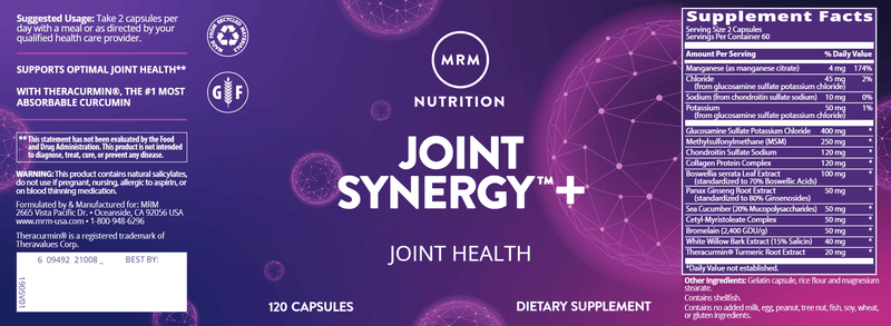 Joint Synergy+ (Metabolic Response Modifier) Label