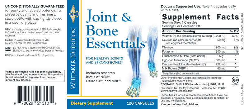 Joint & Bone Essentials (Dr. Whitaker/Whitaker Nutrition) Label