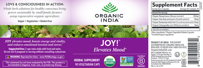 Joy! (Organic India) Label