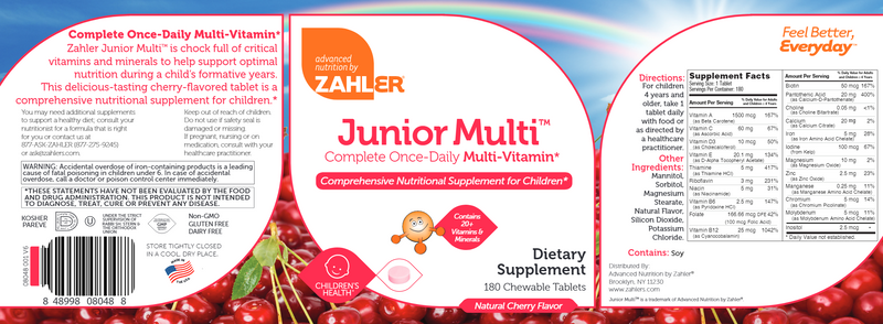 Junior Multi Chewable (Advanced Nutrition by Zahler) Label