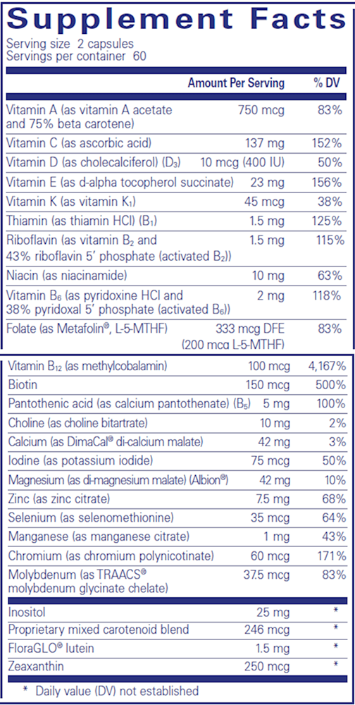 Junior Nutrients (Pure Encapsulations) supplement facts
