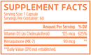d3 + k2 zhou nutrition supplement facts