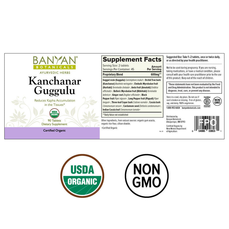 Kanchanar Guggulu (Banyan Botanicals) Label