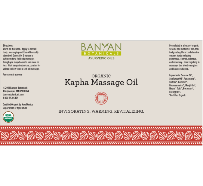 Kapha Massage Oil (Banyan Botanicals) Label