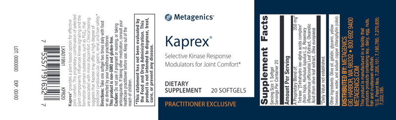 Kaprex (Metagenics) 20ct Label