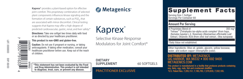 Kaprex (Metagenics) 60ct Label