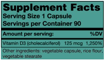 Karuna D-5000 (Karuna Responsible Nutrition) Supplement Facts
