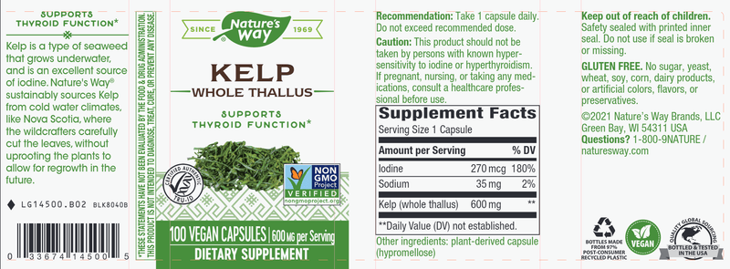 Kelp 600 mg (Nature's Way) Label