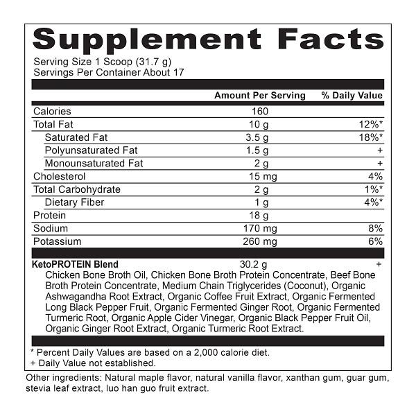 Keto Protein (Ancient Nutrition) Vanilla Supplement Facts