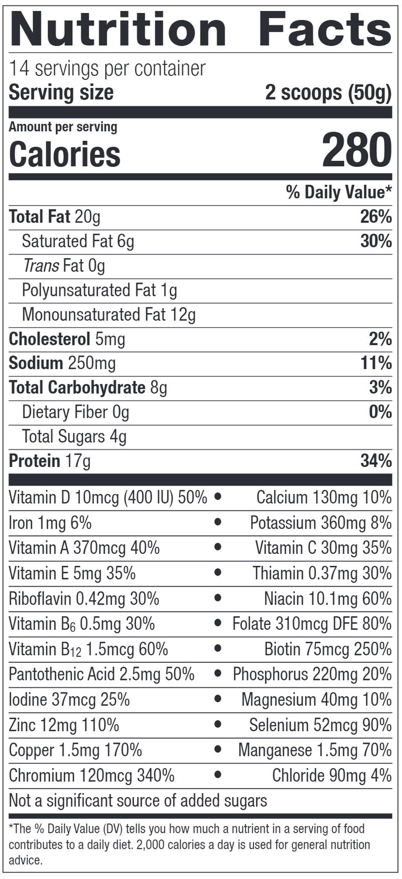 Ketogenic Shake Vanilla (Metagenics) Supplement Facts