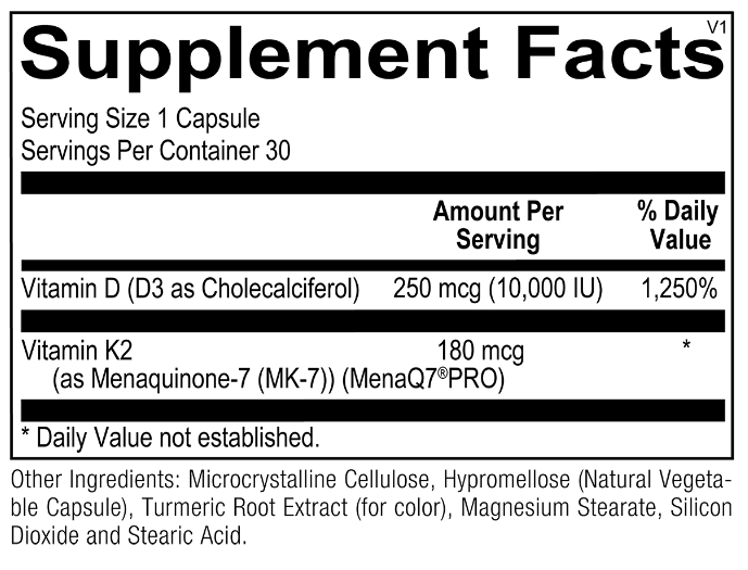K-FORCE MAX (Ortho Molecular) Supplement Facts