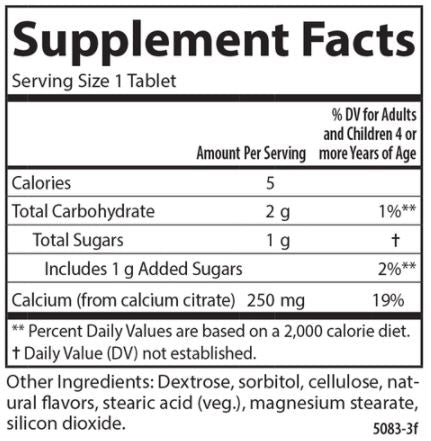 Kid's Chewable Calcium Citrate (Carlson Labs) Supplement Facts