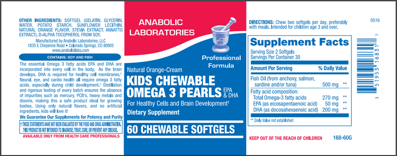 Kids Chewable Omega 3 Pearls (Anabolic Laboratories) Label