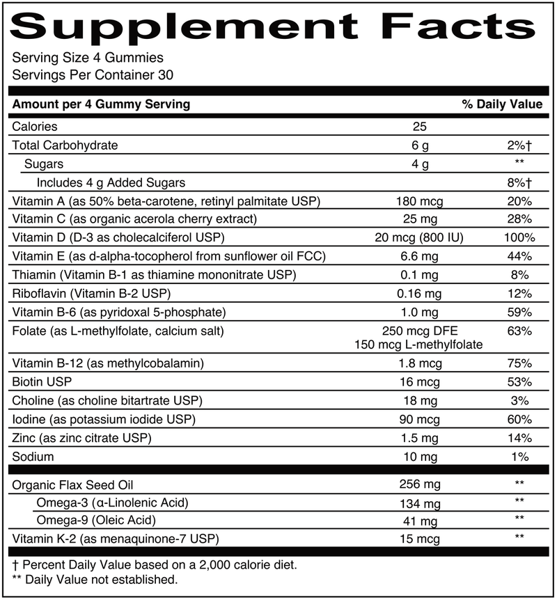 Kids Formula Organic (SmartyPants Vitamins) Supplement Facts