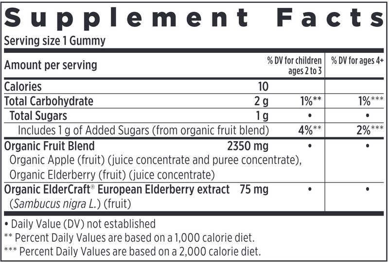 Kids Organic Elderberry Gummies (New Chapter) Supplement Facts
