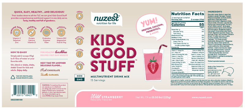 Kids Good Stuff Wild Strawberry NuZest Label