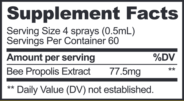 Kids Propolis Throat Spray Supplement Facts Label