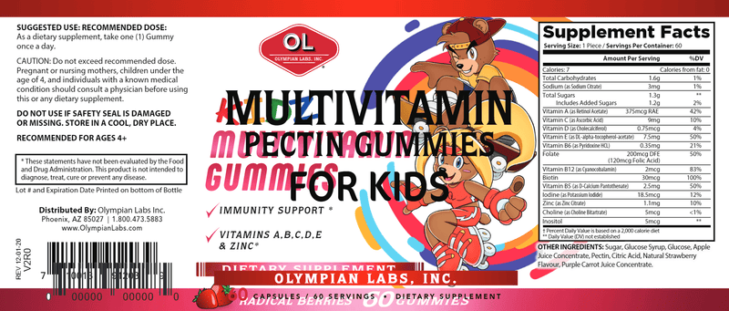 Kidz Multivitamin Gummies Olympian Labs Label