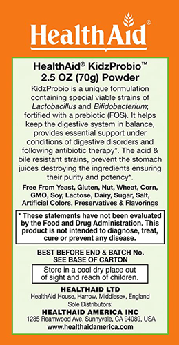 KidzProbio Once-A-Day (Health Aid America) Label 1