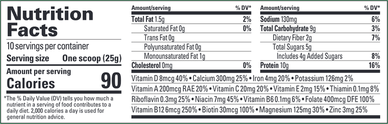KidzProtein Vegan Vanilla Canister (Healthy Height) nutrition facts