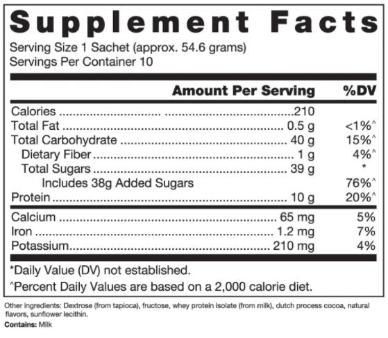 Klean Recovery Chocolate (Klean Athlete) Supplement Facts