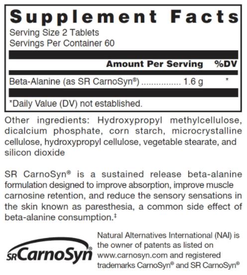 klean sr beta-alanine (klean athlete) supplement facts