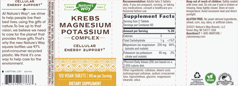 Krebs Magnesium Potassium (Nature's Way) Label